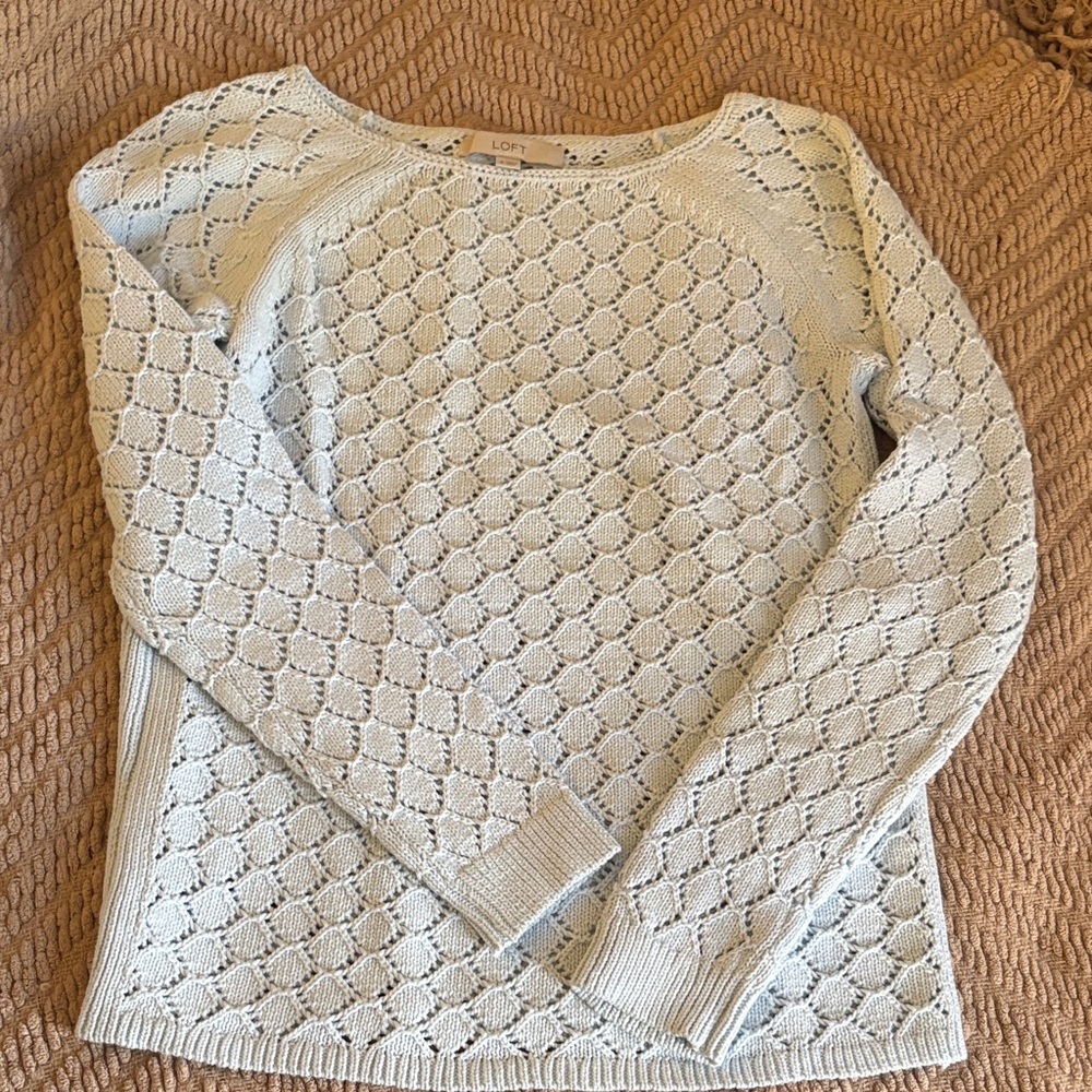 LOFT Women's Light Cream Textured Sweater